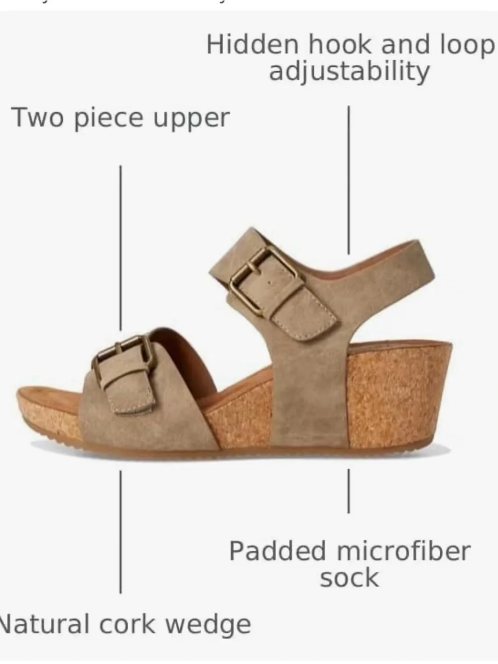 Euro SOFT  Taupe Suede Buckle Sandals 7.5